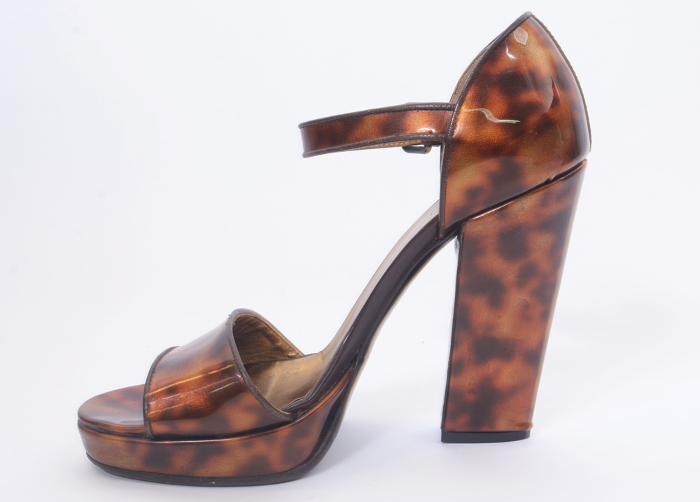 Prada Patent Leather Tortoise Sandals