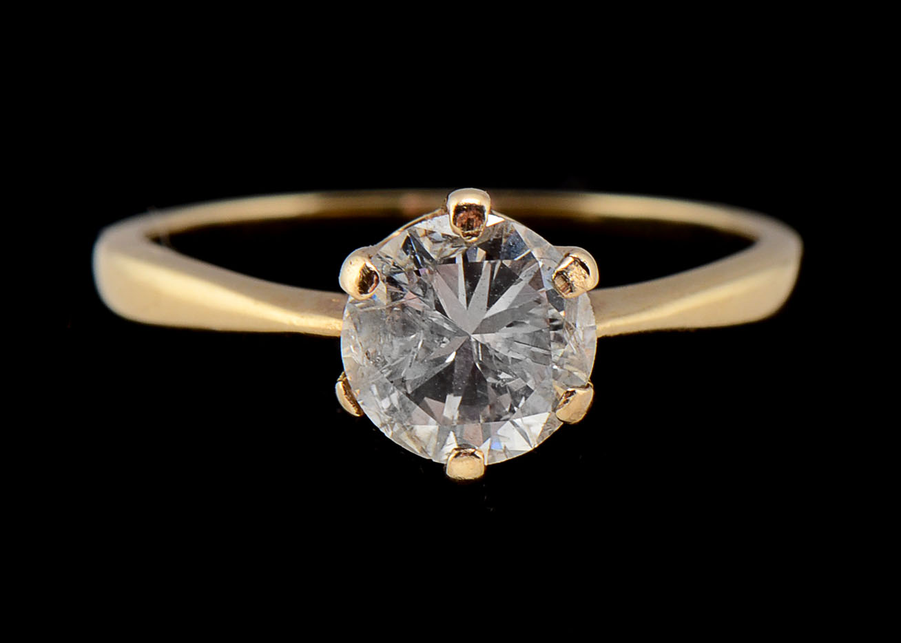 14K Yellow Gold Solitaire Diamond Ring