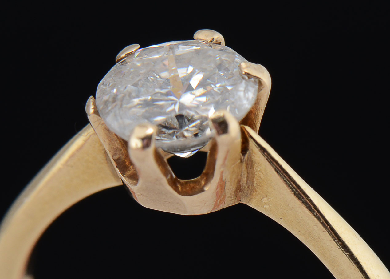 14K Yellow Gold Solitaire Diamond Ring