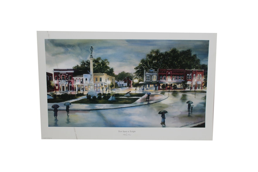 "Town Square at Twilight" Print by Shelley Snow