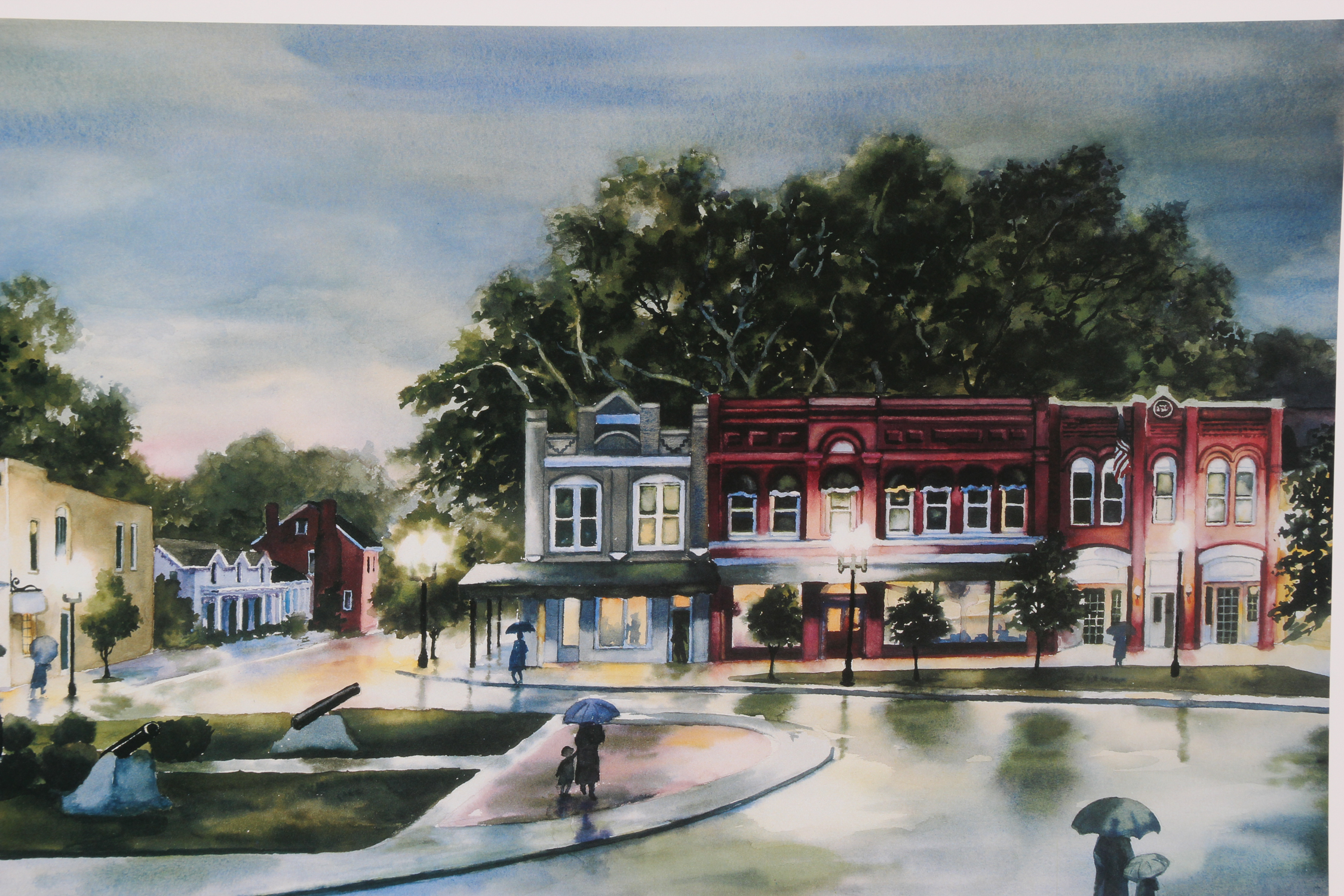 "Town Square at Twilight" Print by Shelley Snow