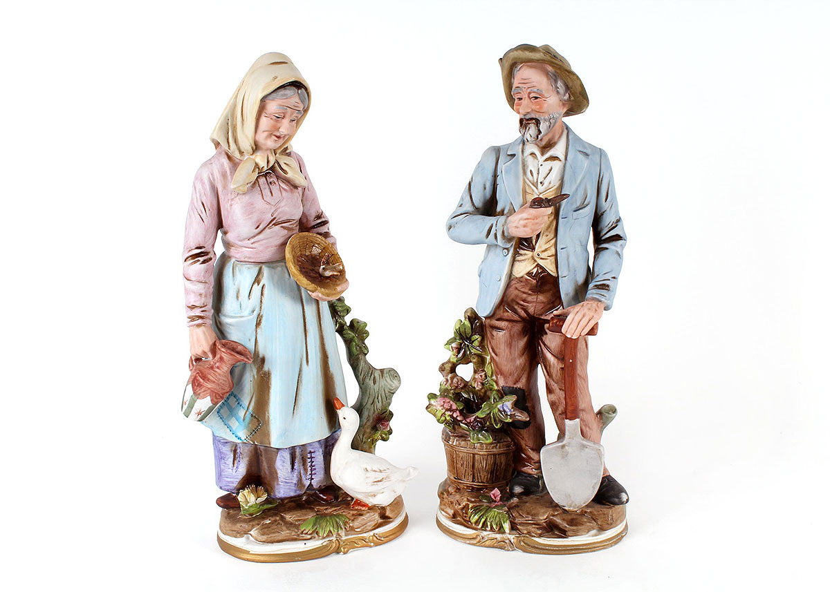 Homco Old Man and Old Woman Porcelain FIgurines