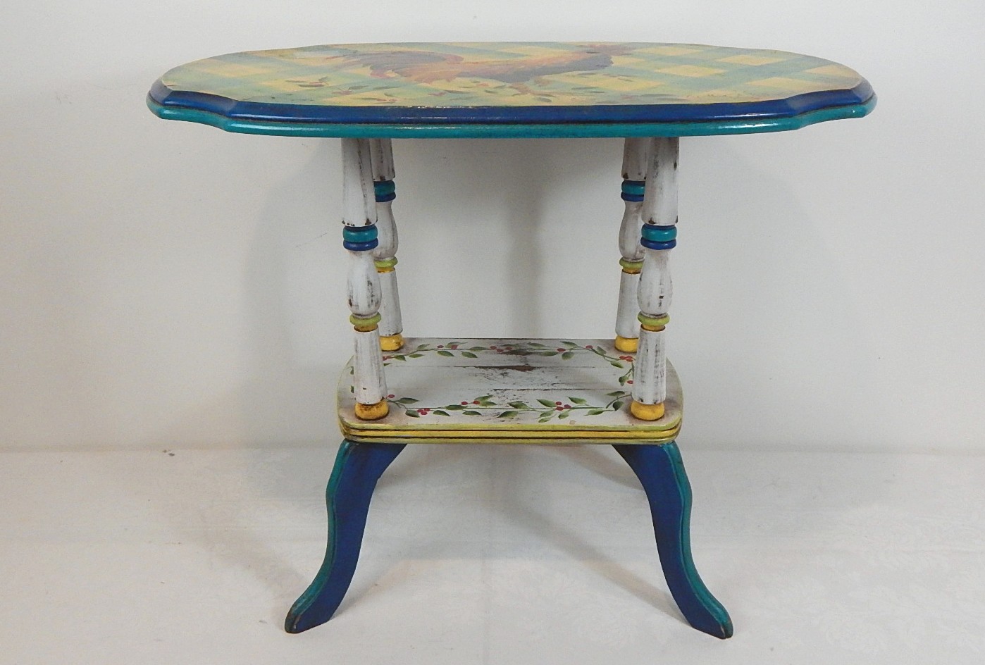 Small Cynthia Rutherford Signed Rooster Accent Table