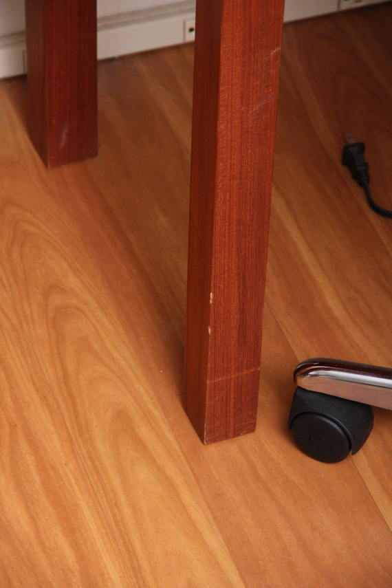 Teak Veneer Modern L-Shaped Desk