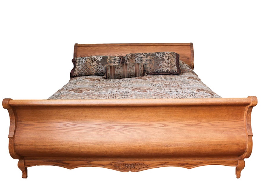 Oak King-Size Sleigh Style Bed Frame