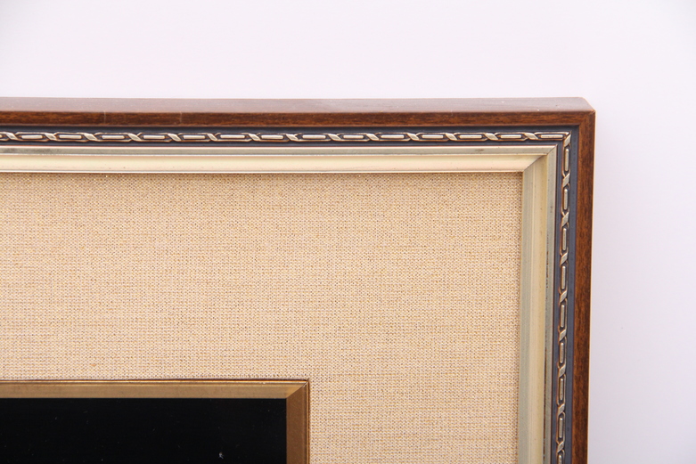 Chinese Black and Gold Tone Etching of a Peony