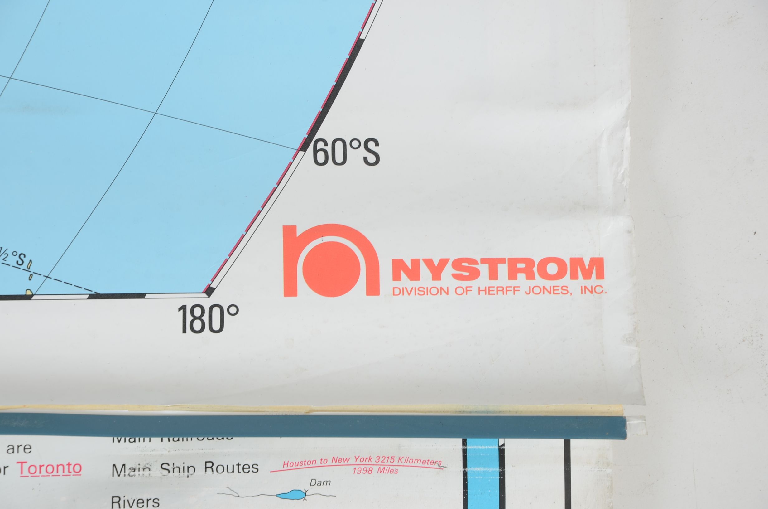 Nystrom World and US Pull-Down Classroom Map