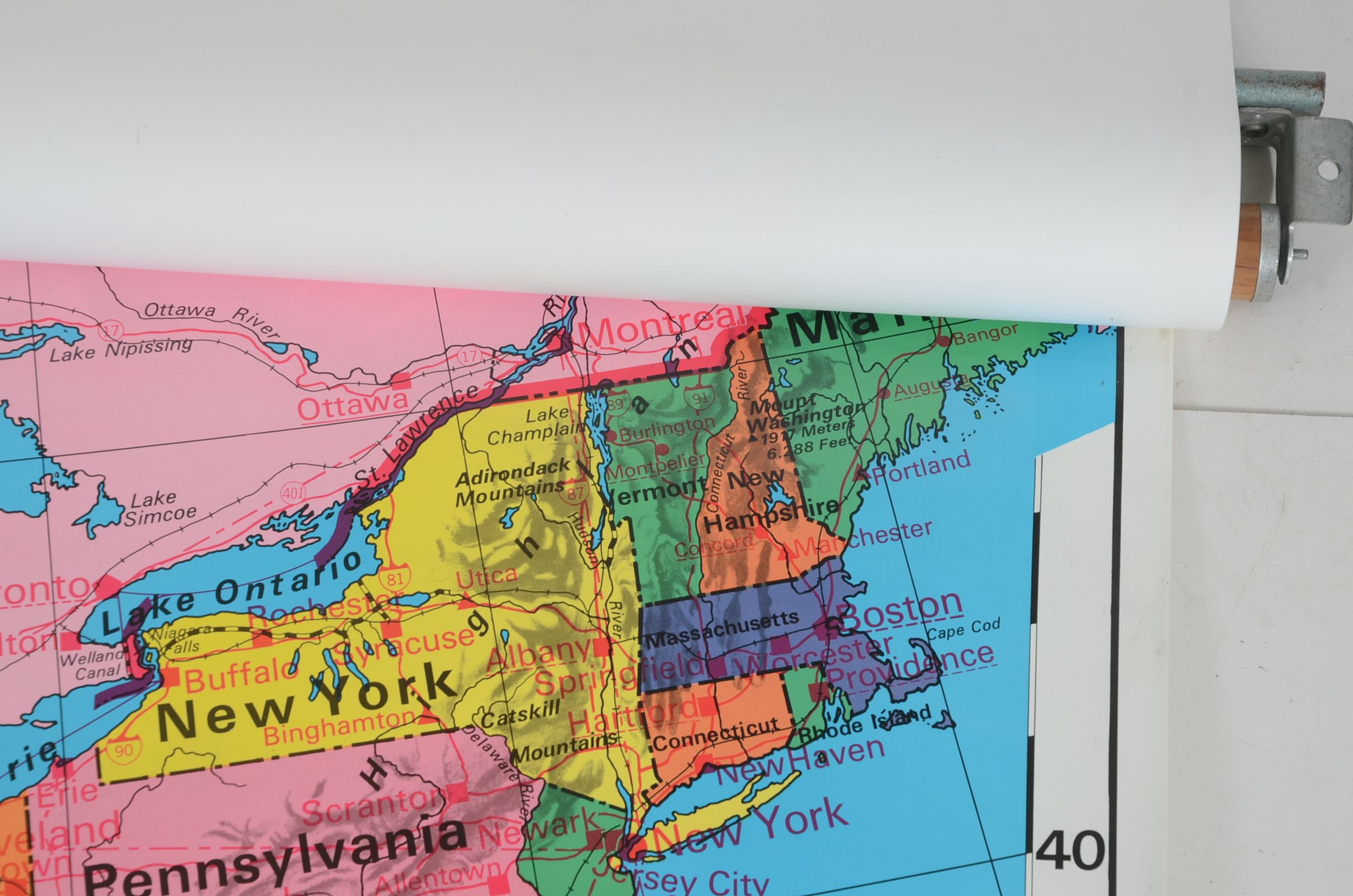 Nystrom World and US Pull-Down Classroom Map