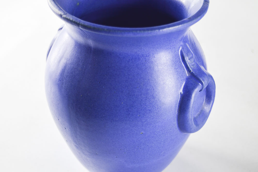 Blue Burley Winter Ring Handled Vase with Modern Vases