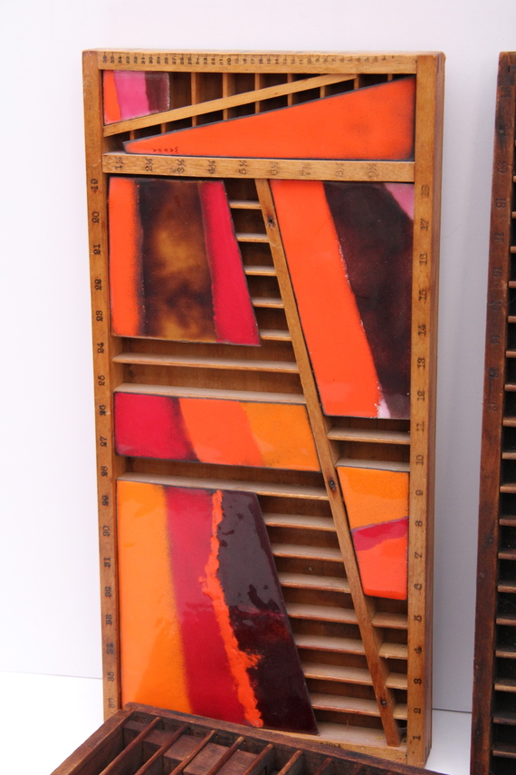 Quartet of Industrial Inspired Wooden Wall Hangings