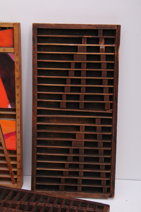 Quartet of Industrial Inspired Wooden Wall Hangings