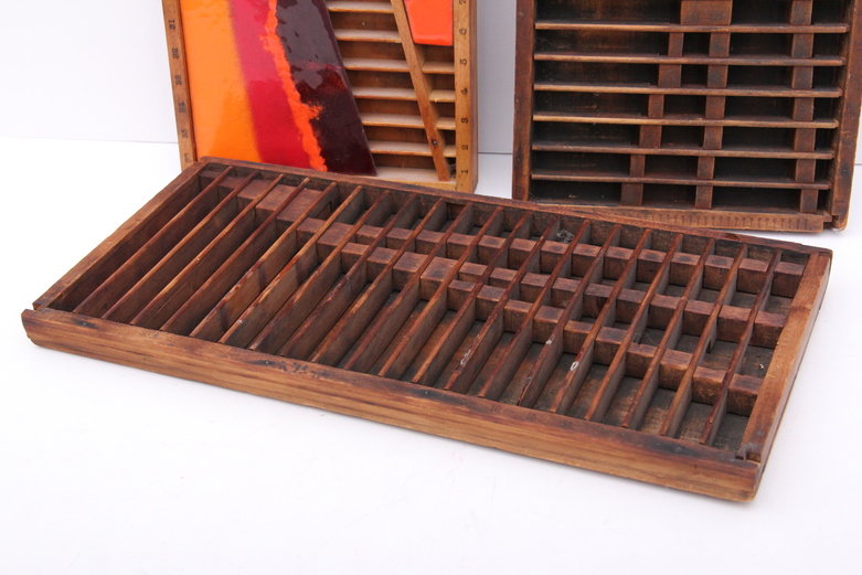 Quartet of Industrial Inspired Wooden Wall Hangings