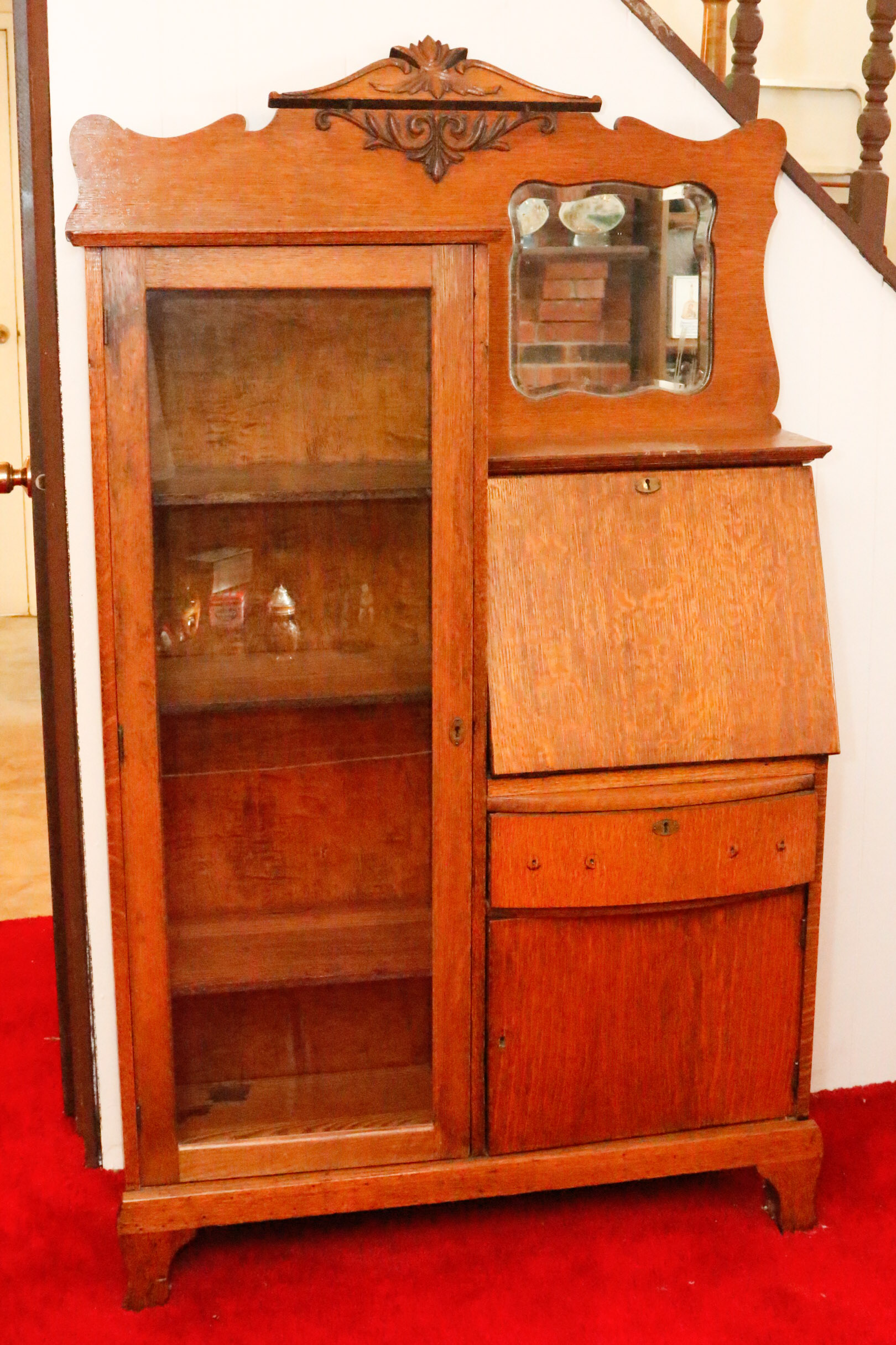 Oak Secretary Desk and Bookcase c. 1890-1910