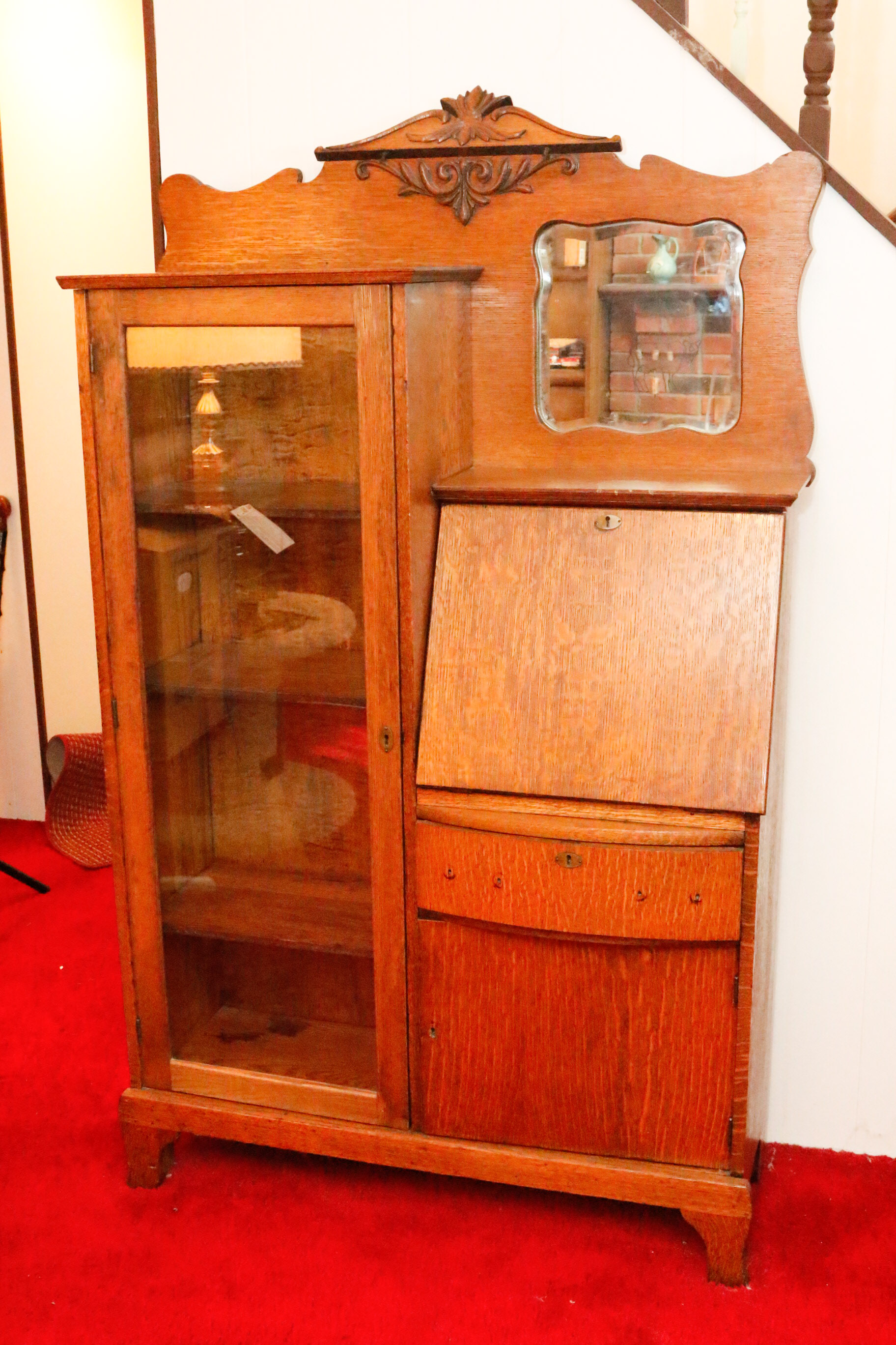 Oak Secretary Desk and Bookcase c. 1890-1910