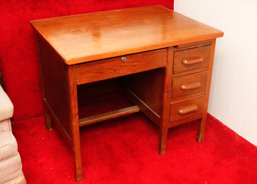 Circa 1940s Oak Student's Desk