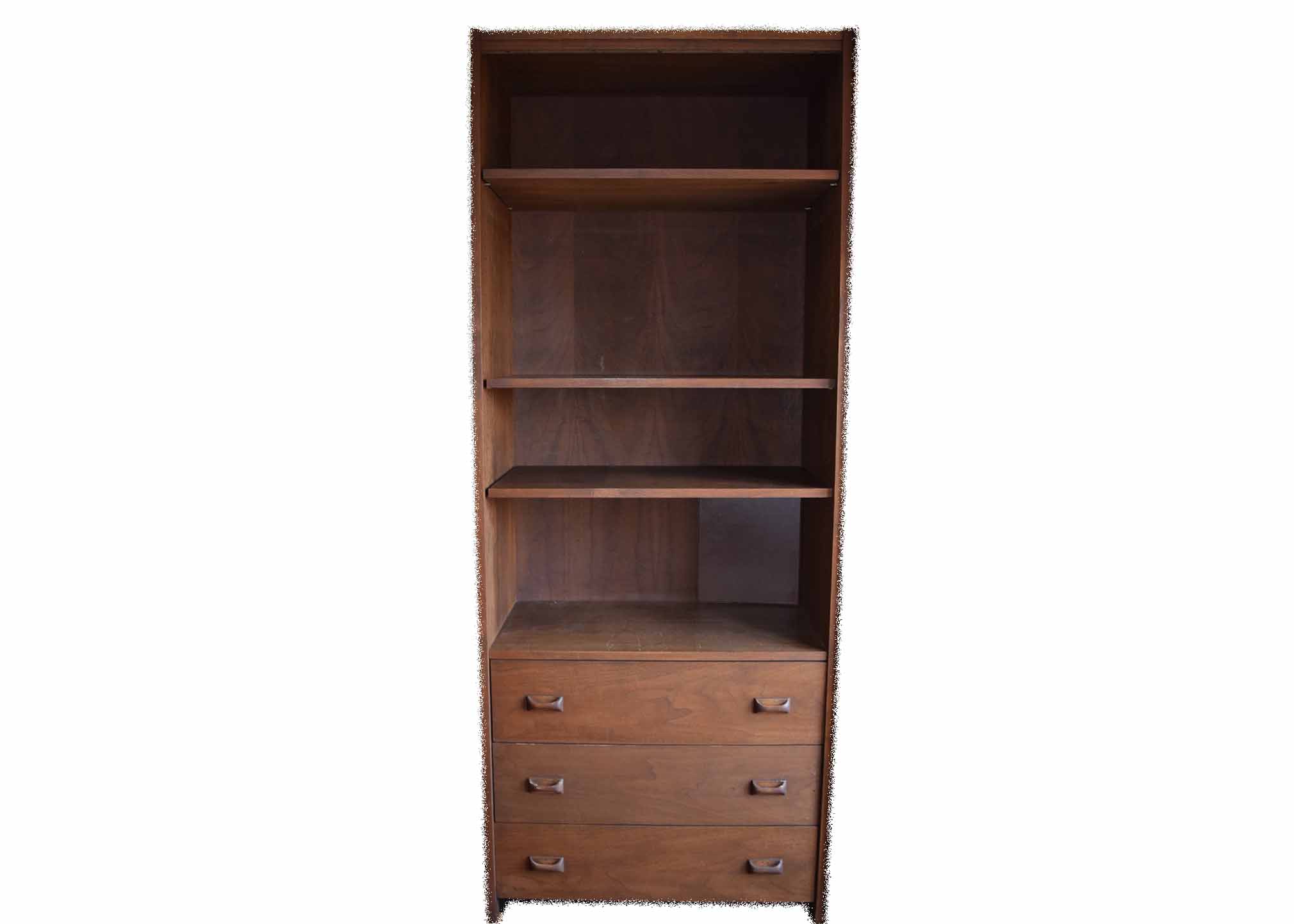 Mid Century Walnut Bookcase with Drawers