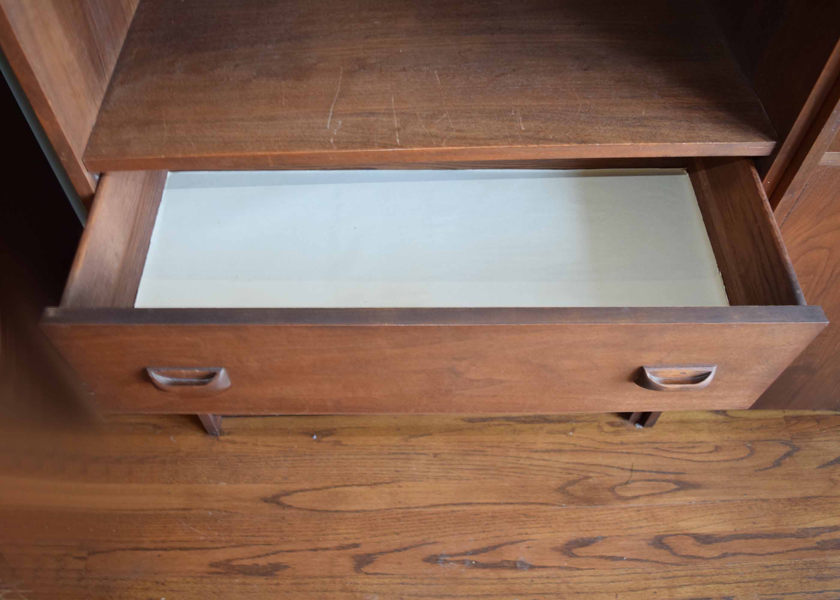 Mid Century Walnut Bookcase with Drawers