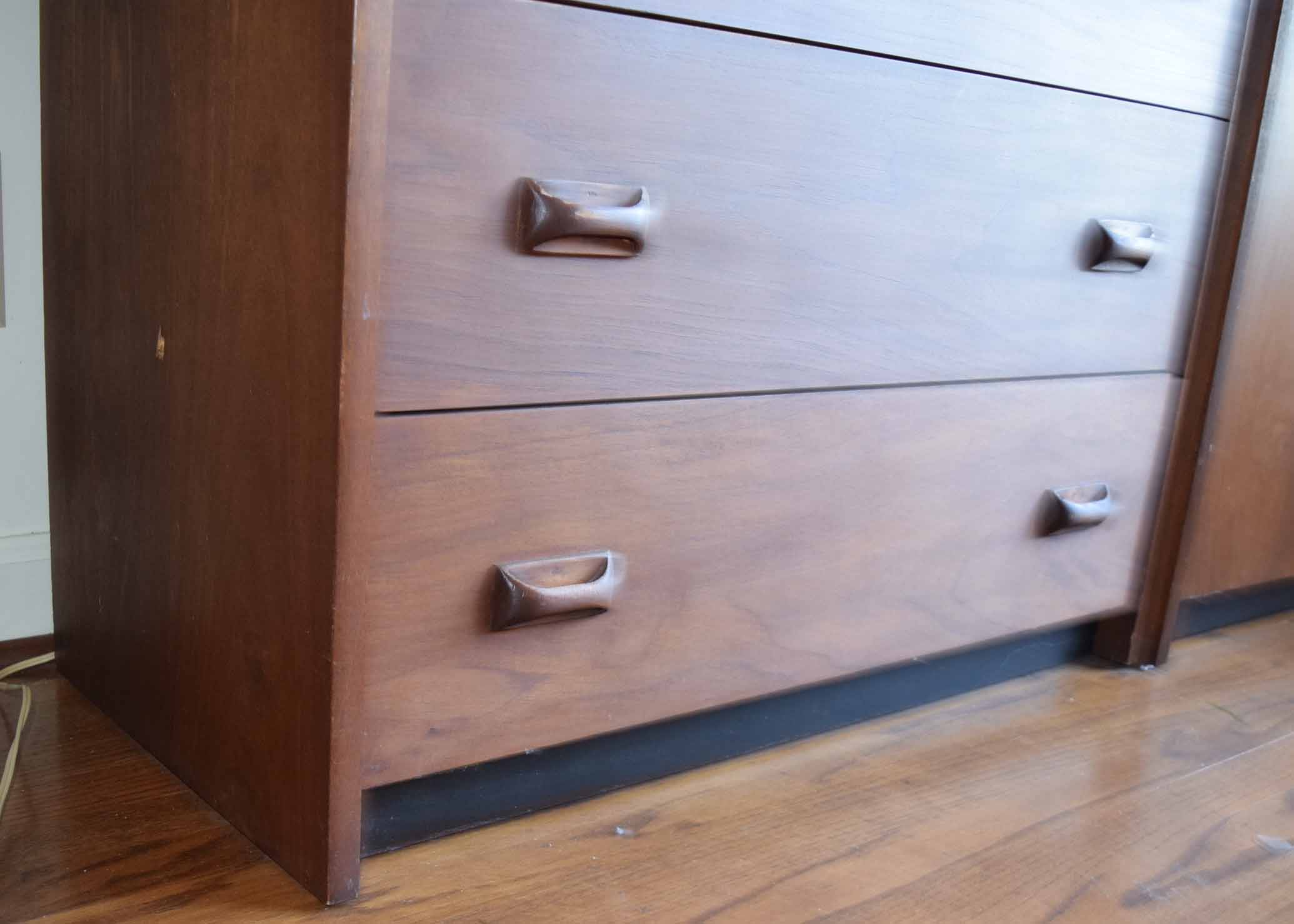 Mid Century Walnut Bookcase with Drawers