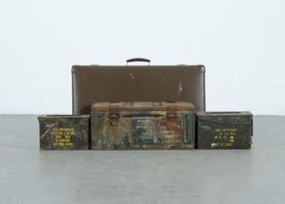 Vintage World War II Ammo Boxes and Suitcase