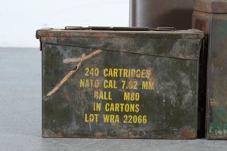 Vintage World War II Ammo Boxes and Suitcase