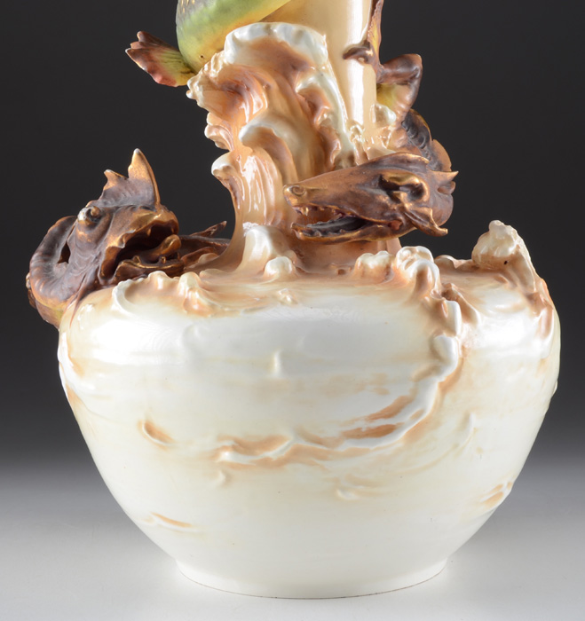 Dramatic Bohemian Art Nouveau Pottery Vase