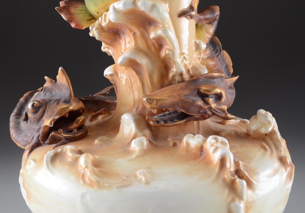 Dramatic Bohemian Art Nouveau Pottery Vase