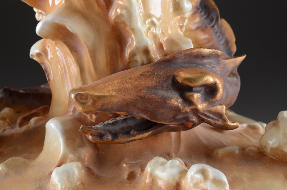 Dramatic Bohemian Art Nouveau Pottery Vase