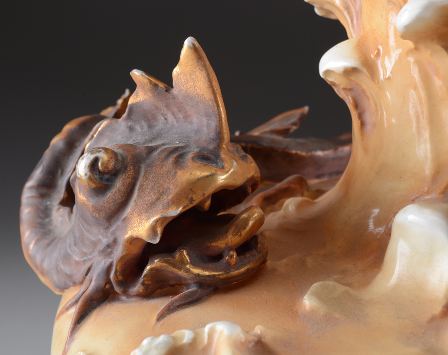 Dramatic Bohemian Art Nouveau Pottery Vase