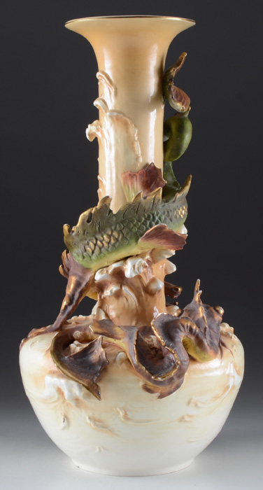 Dramatic Bohemian Art Nouveau Pottery Vase