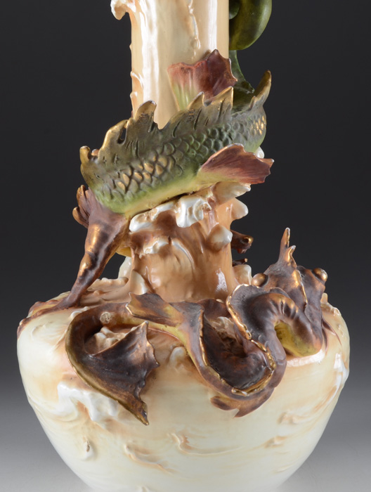 Dramatic Bohemian Art Nouveau Pottery Vase