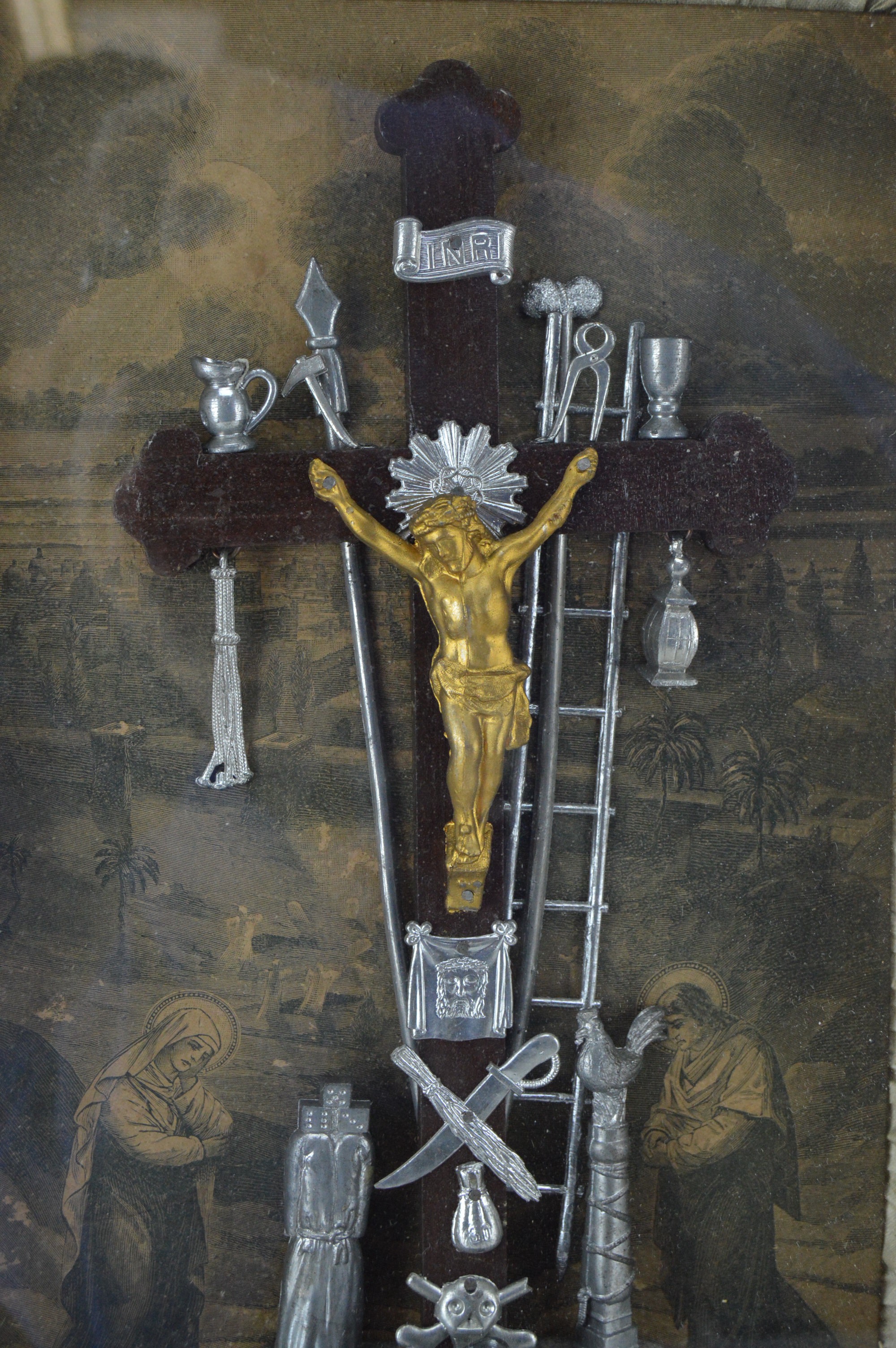 Antique Crucifixion Diorama