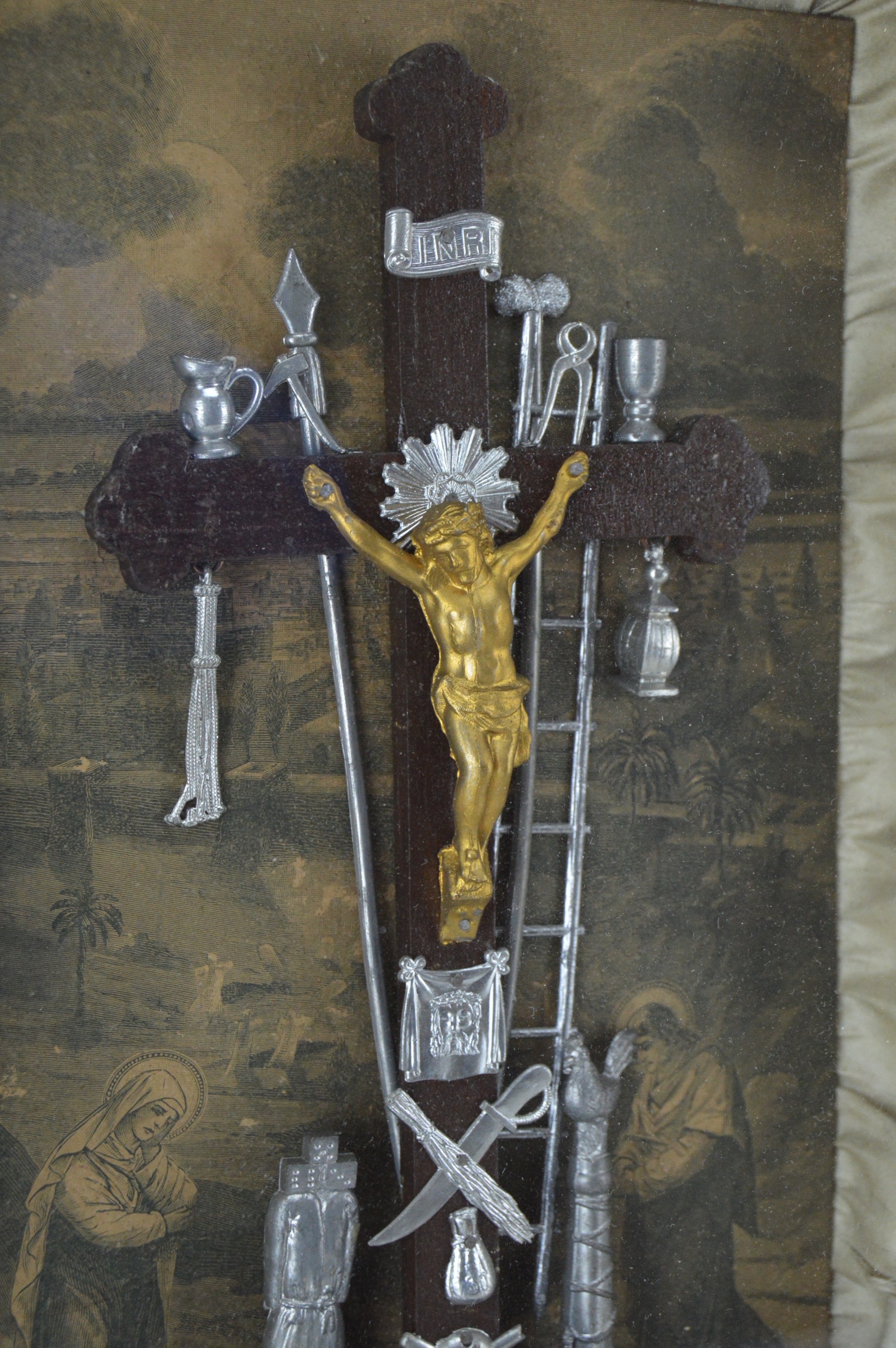 Antique Crucifixion Diorama