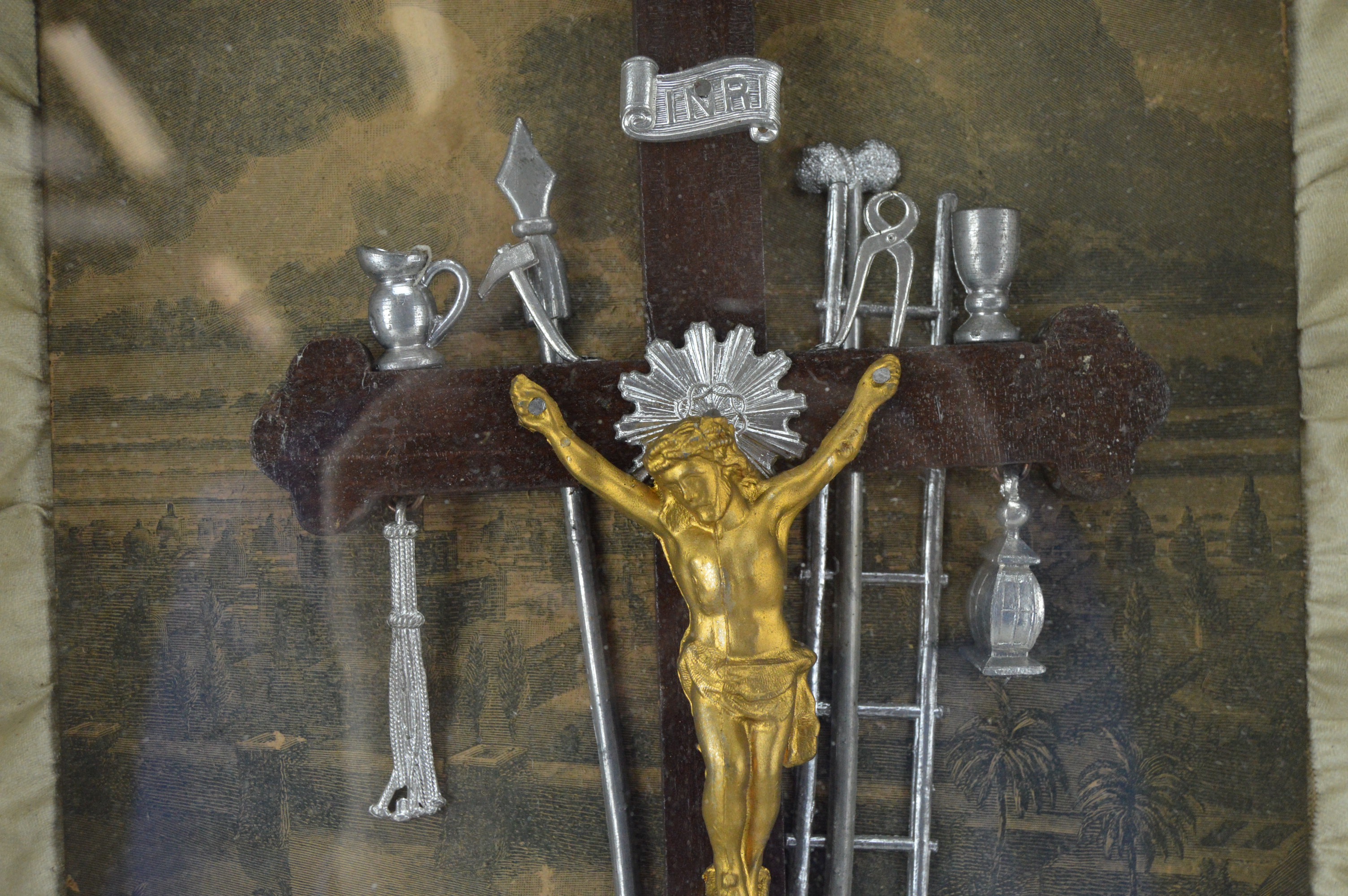 Antique Crucifixion Diorama
