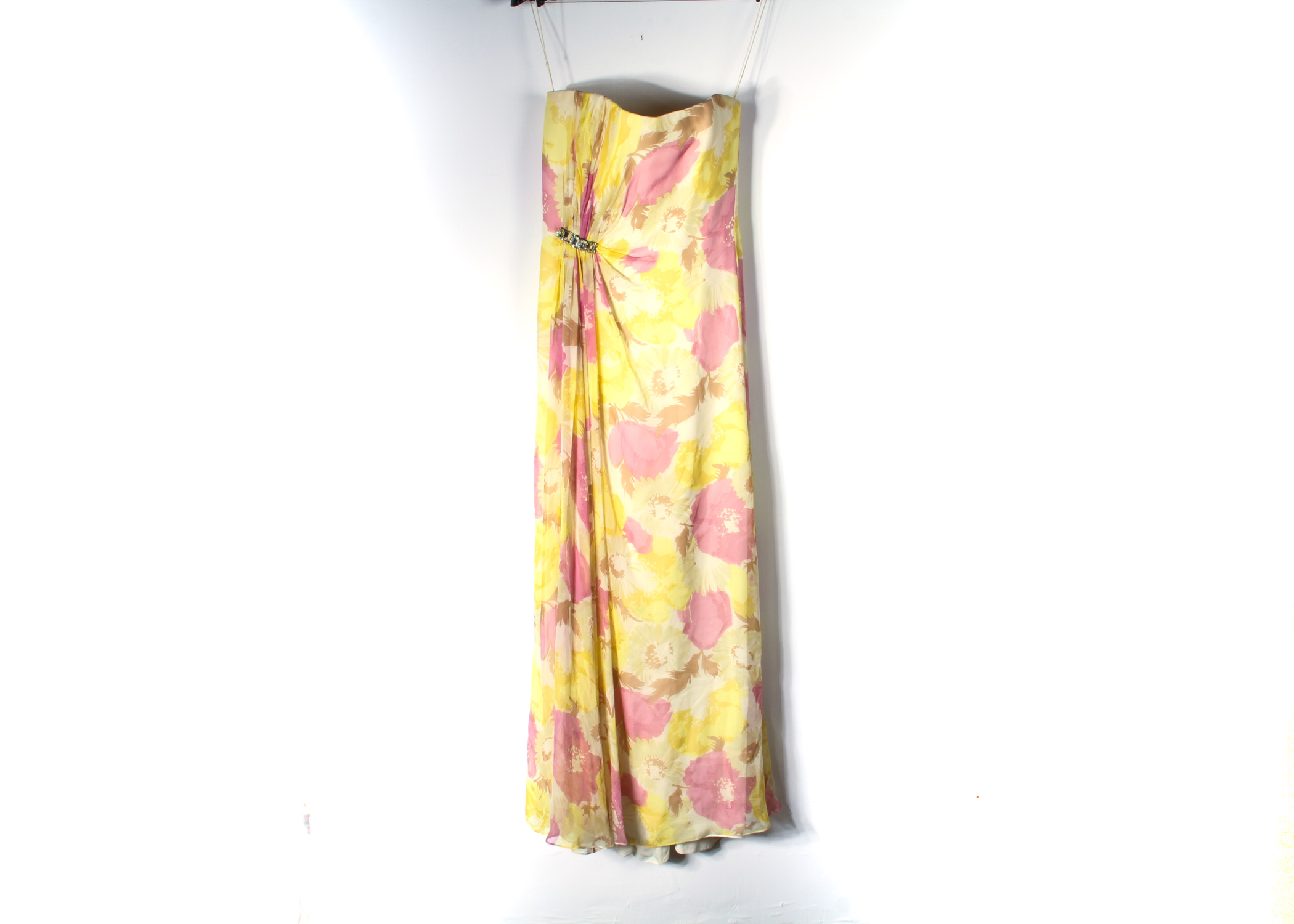 Yellow and Pink Silk Reem Acra Dress