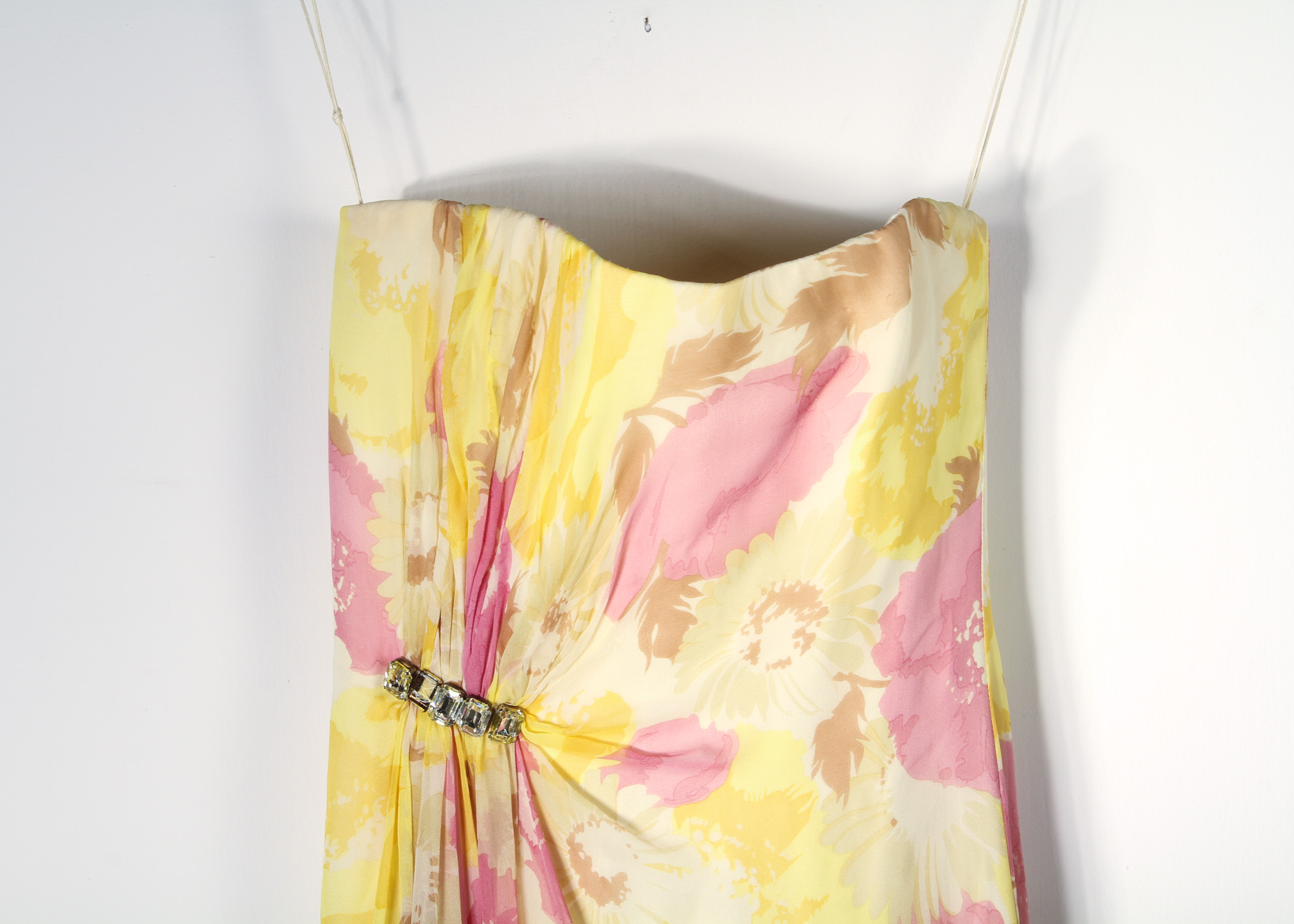 Yellow and Pink Silk Reem Acra Dress