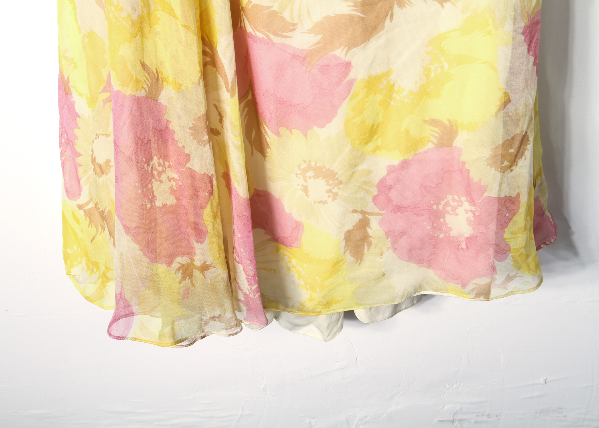 Yellow and Pink Silk Reem Acra Dress