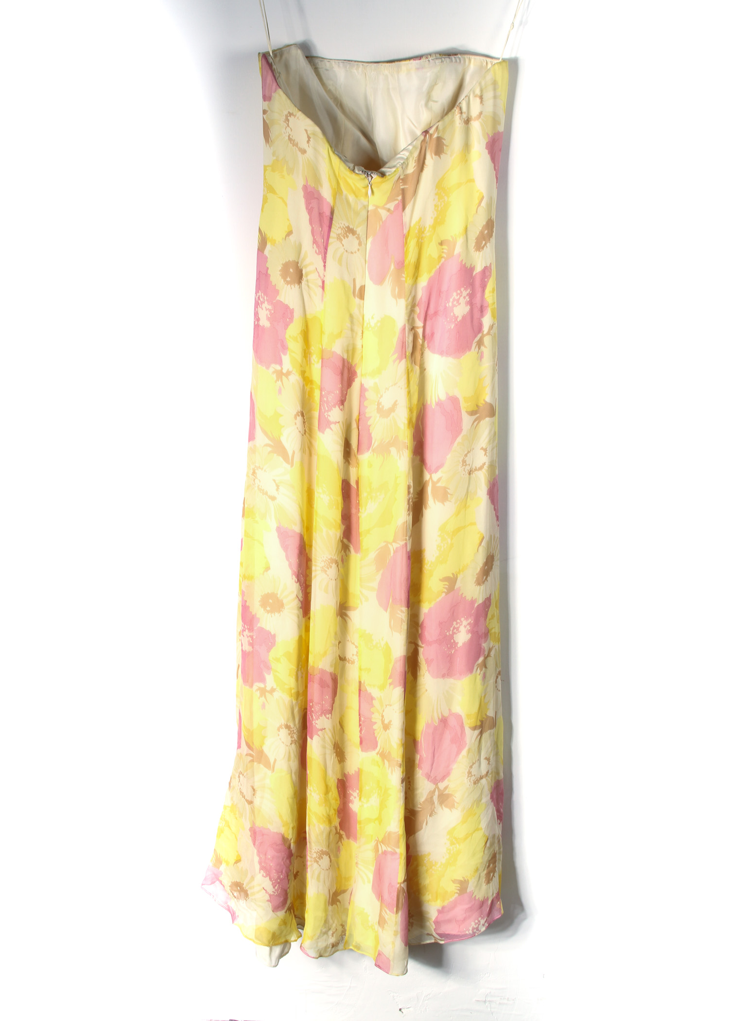 Yellow and Pink Silk Reem Acra Dress