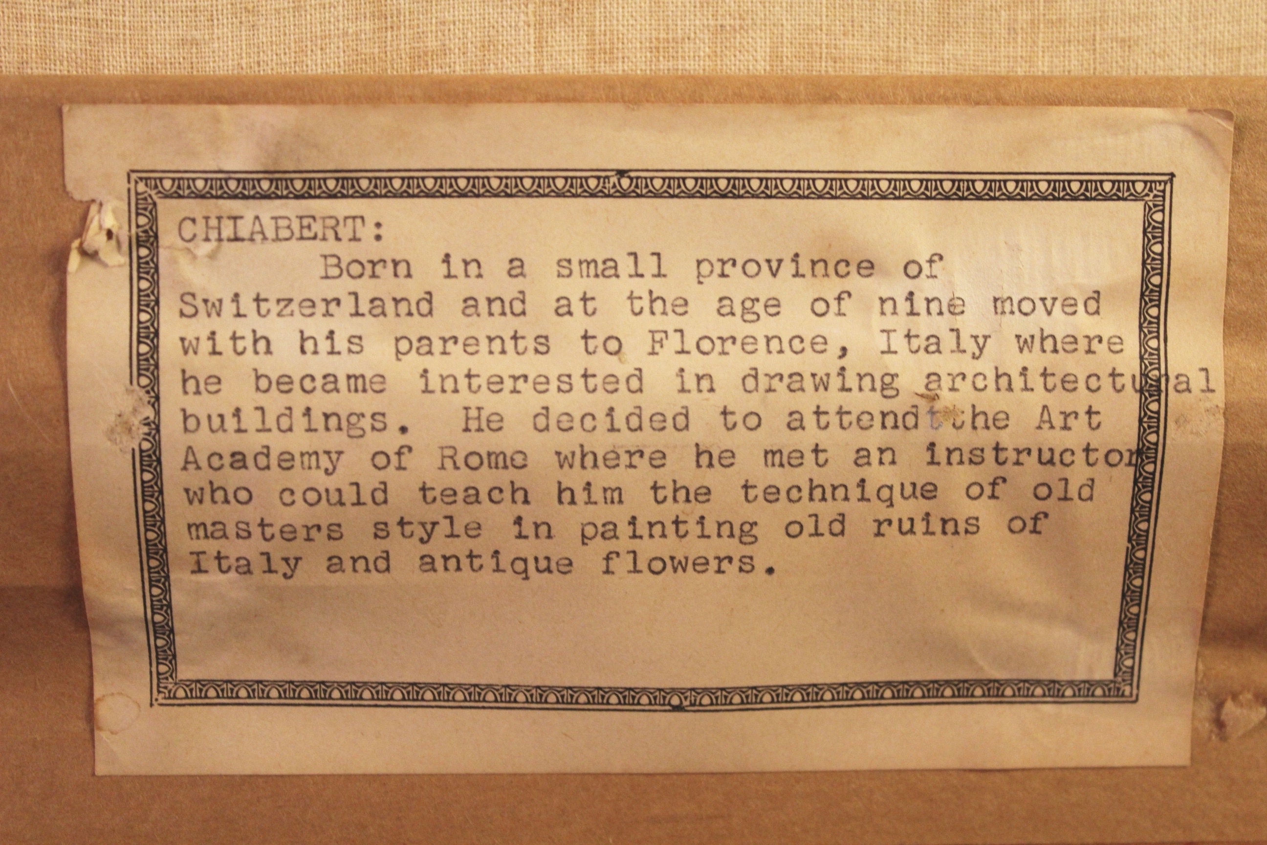 Chiabert "Roman Ruins" Oil on Canvas original Painting