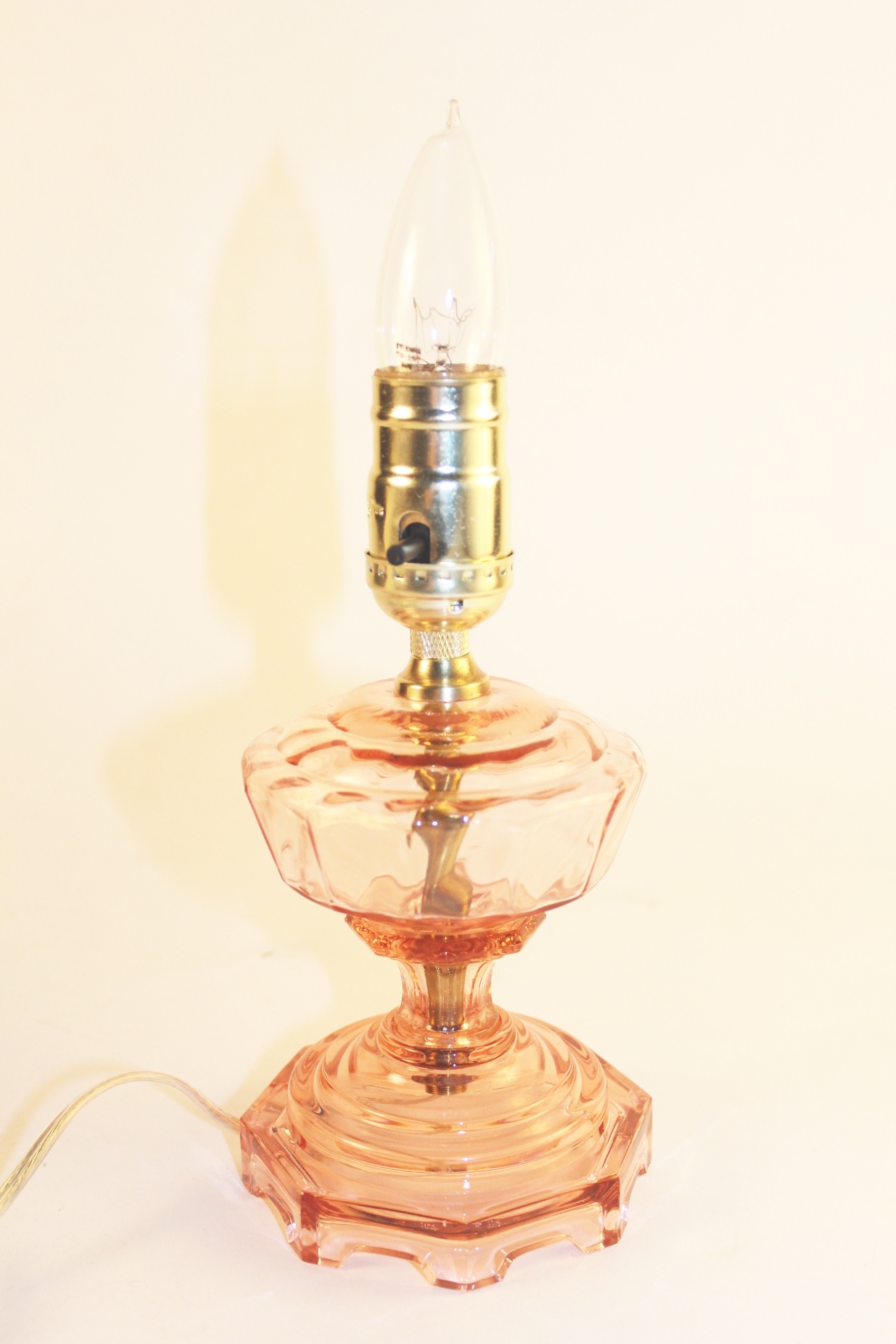 Pink Depression Glass Lamp