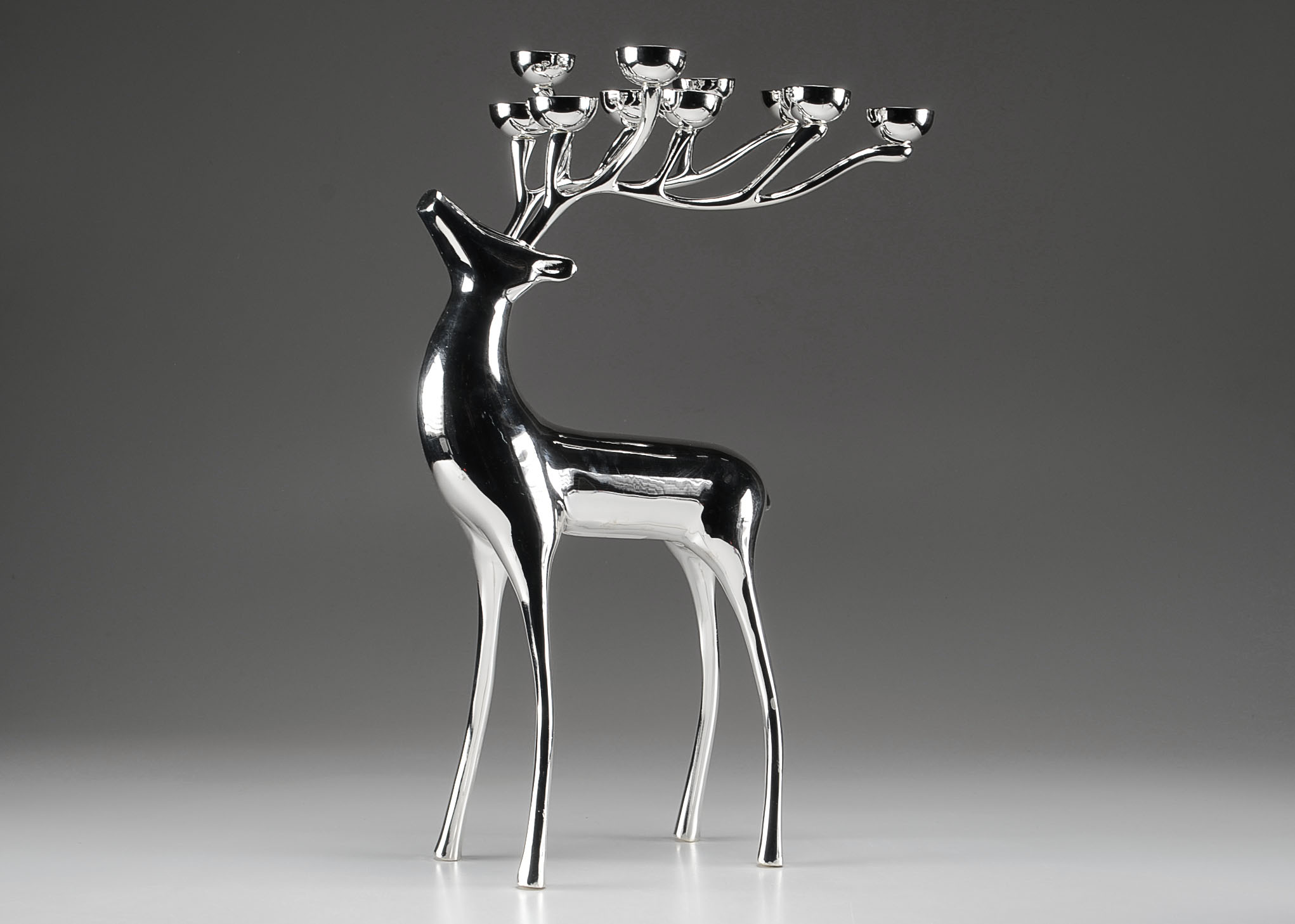 Pottery Barn Silver Plate Reindeer Candle Holder EBTH