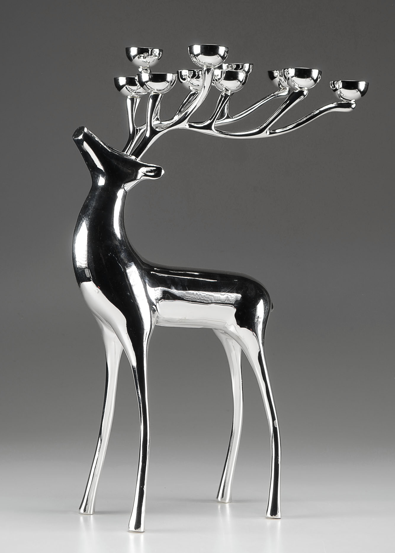 Pottery Barn Silver Plate Reindeer Candle Holder EBTH