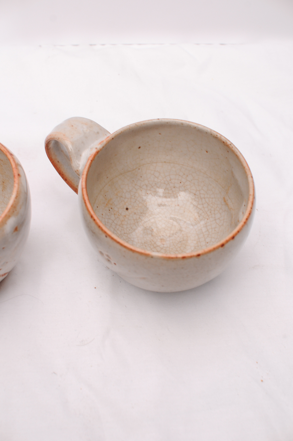 Vintage Tea Kettle and Two Handmade Pottery Mugs