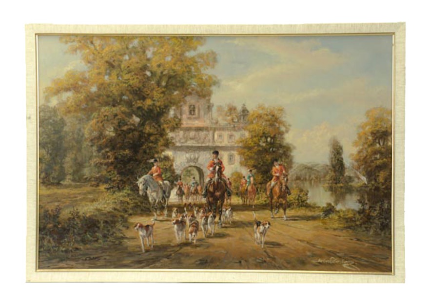 Original Herbert Isenberg Oil on Canvas of Hunters