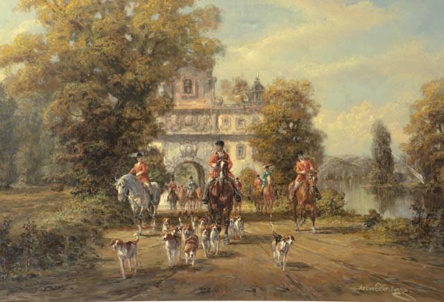 Original Herbert Isenberg Oil on Canvas of Hunters