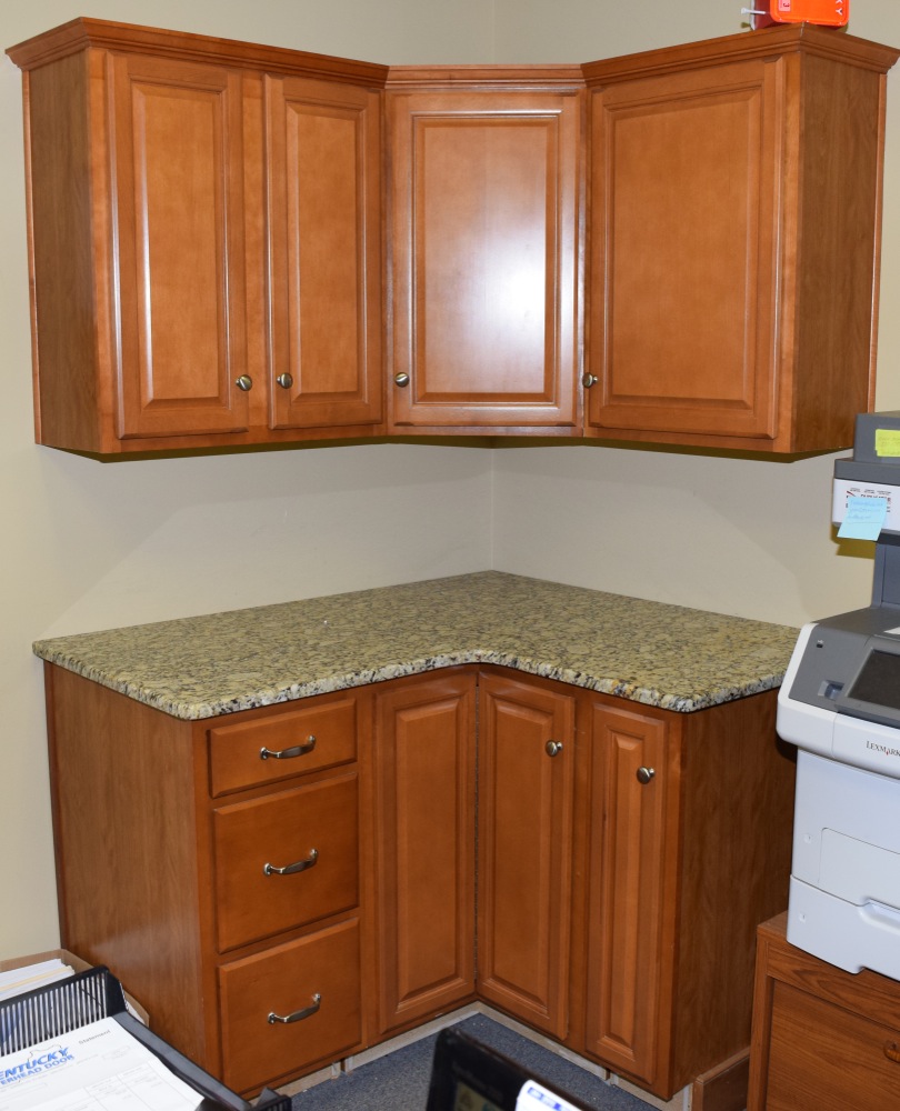 Maple Corner Cabinet and Granite Countertop Set