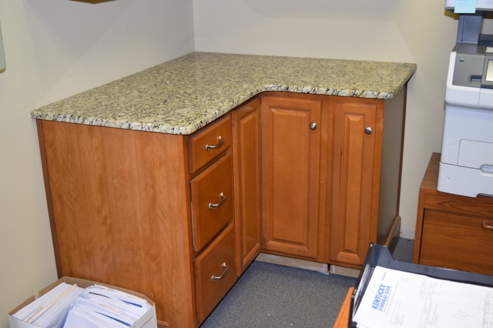 Maple Corner Cabinet and Granite Countertop Set