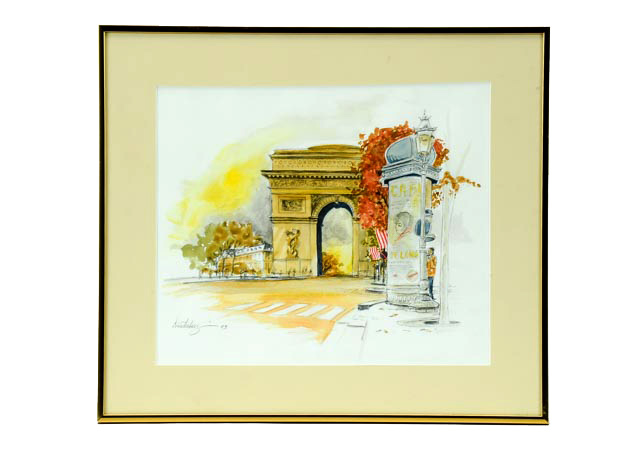 Tom Dusterberg Watercolor of The Arc de Triomphe de l'Étoile