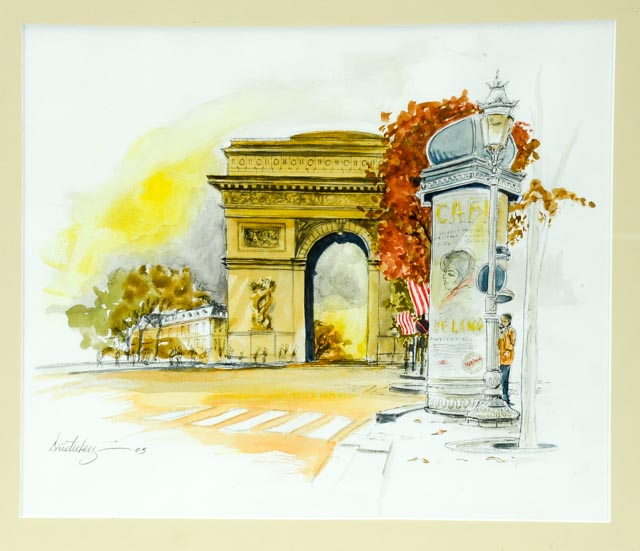 Tom Dusterberg Watercolor of The Arc de Triomphe de l'Étoile