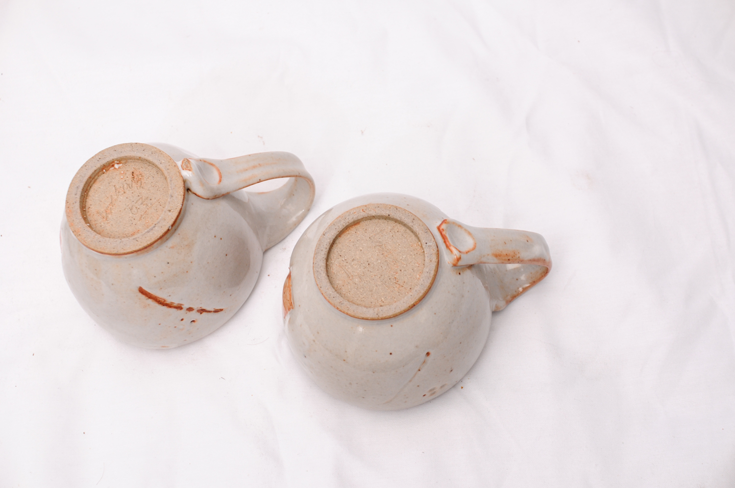 Vintage Tea Kettle and Two Handmade Pottery Mugs