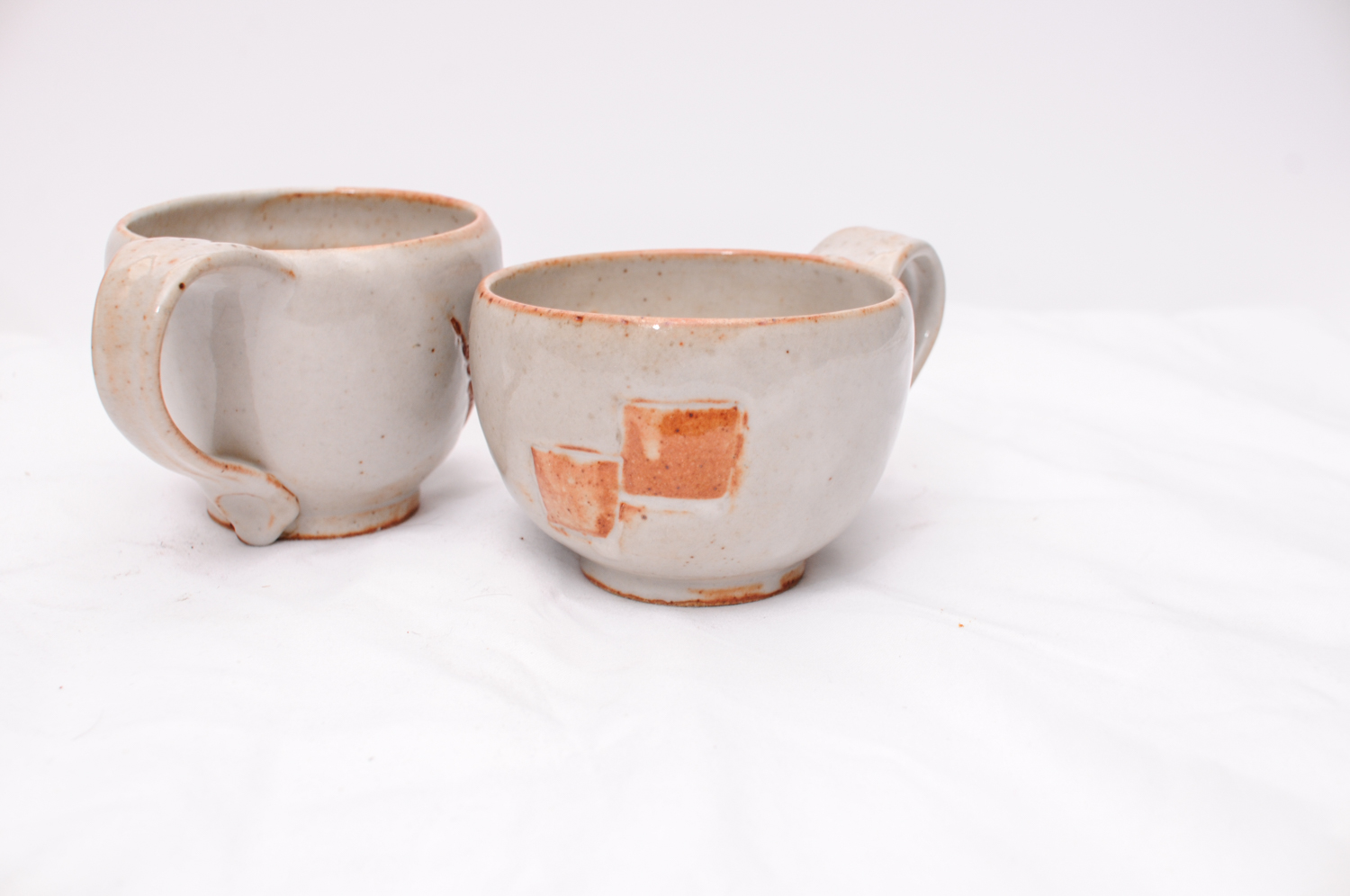 Vintage Tea Kettle and Two Handmade Pottery Mugs